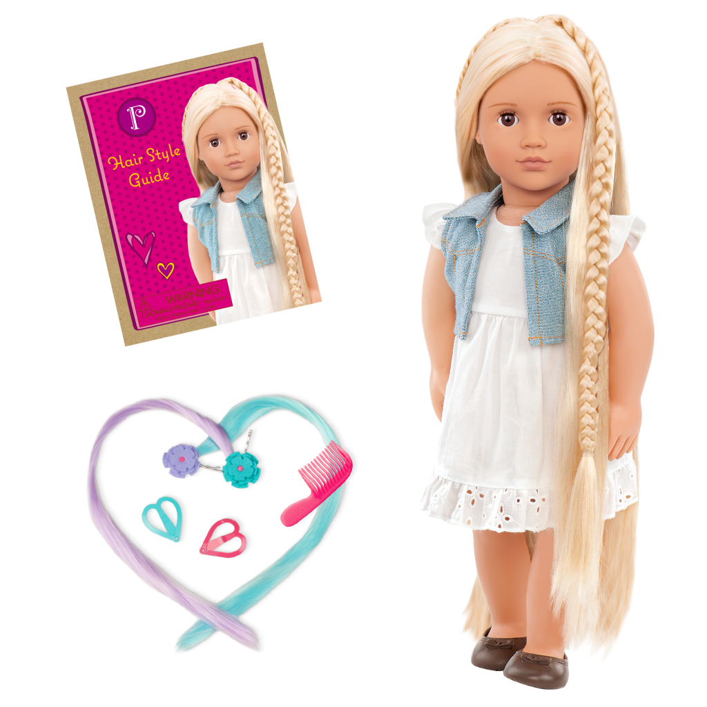 Our Generation Phoebe 18" Hair Grow Doll with Hair Clips & Styling Book