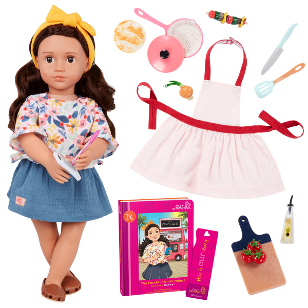 Our Generation Rayna 18" Posable Food Truck Doll with Storybook