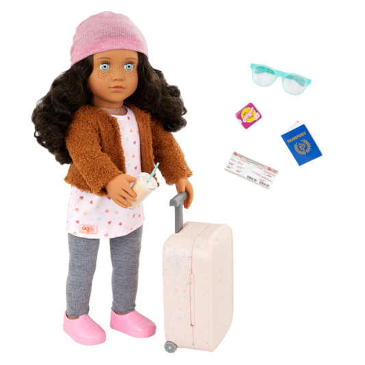 Our Generation Lisandra & Rolling Luggage 18" Travel Doll