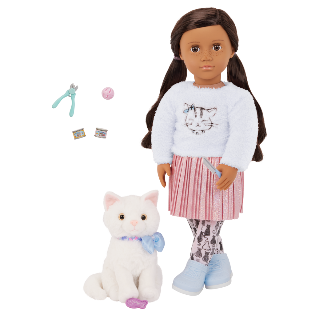 Our Generation Carlina & Opal 18" Doll & Pet Cat Set