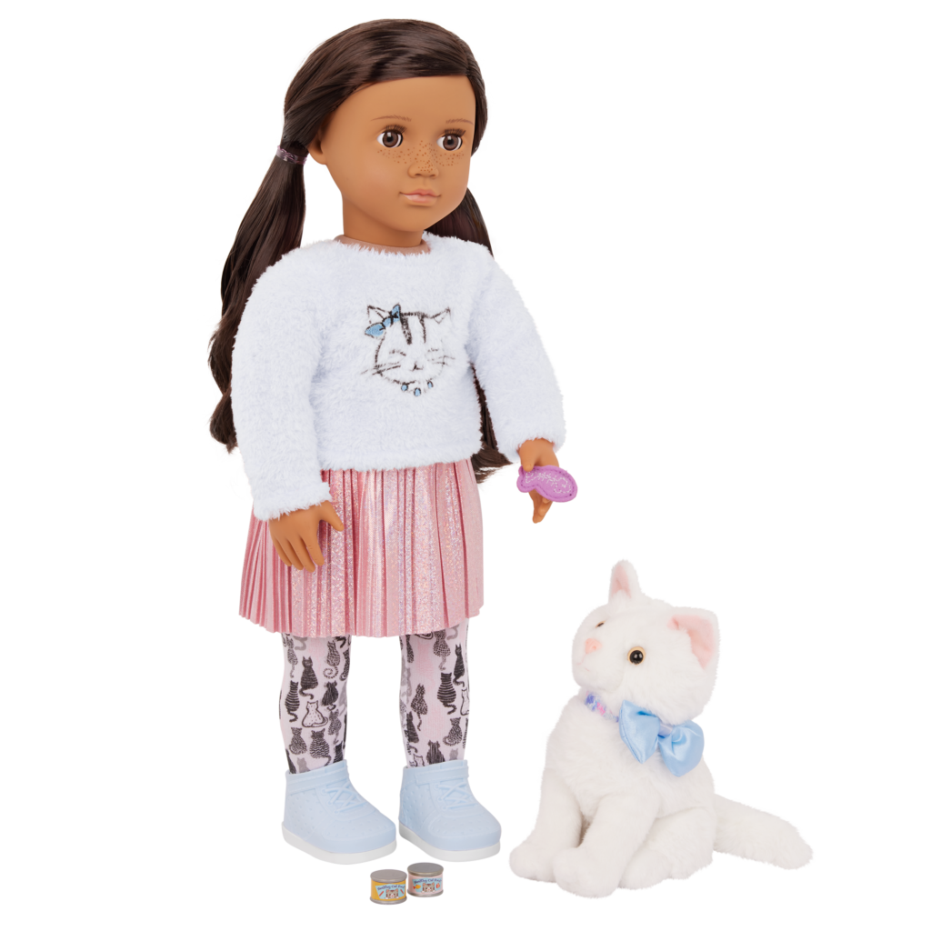 Our Generation Carlina & Opal 18" Doll & Pet Cat Set