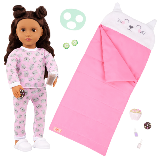 Our Generation Larissa 18'' Slumber Party Doll Sleeping Bag & Sleepover Accessories Set