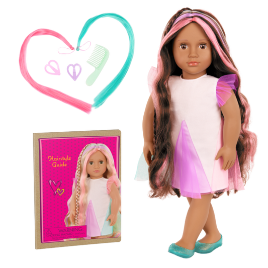 Our Generation Tania 18'' Hair Grow Doll with Hair Clips & Styling Book