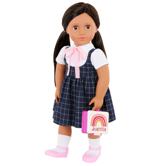 Our Generation Juanita 18" Doll in School Dress with Rainbow Lunch Box