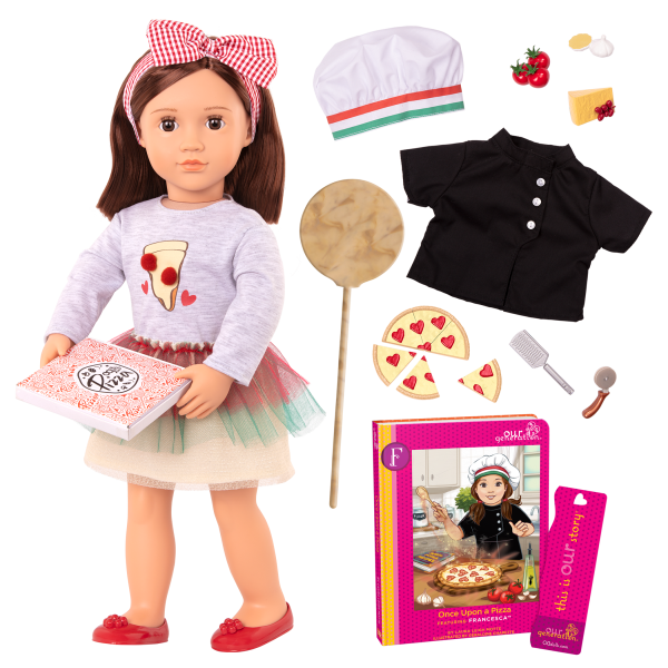 Our Generation Francesca 18" Posable Pizza Chef Doll with Storybook