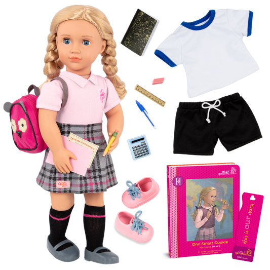 Our Generation Hally 18" Posable School Doll with Storybook & Accessories